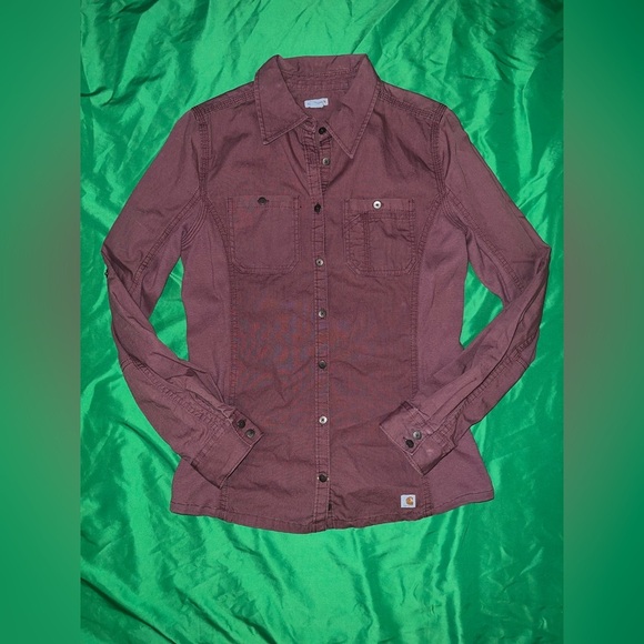 Carhartt Maroon Button Down Shirt size XS - Picture 2 of 10